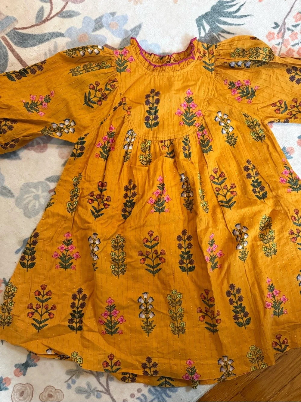 Pink chicken Mustard Long-Sleeve Dress